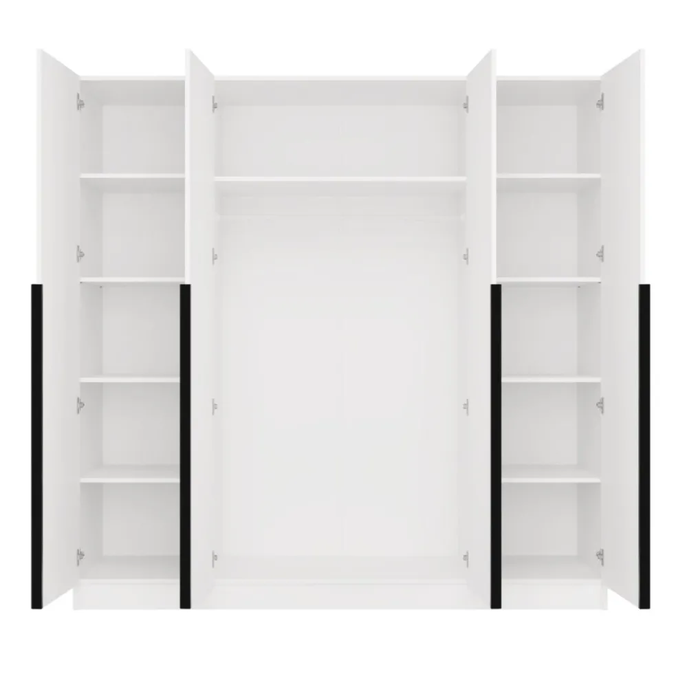 Armadio 4 ante 200x200 cm design elegante bianco opaco AT18