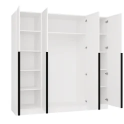Armadio 4 ante 200x200 cm design elegante bianco opaco AT18