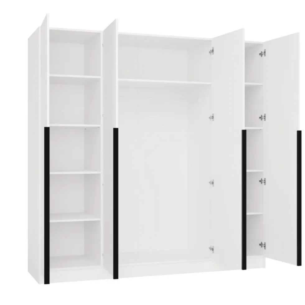 Armadio 4 ante 200x200 cm design elegante bianco opaco AT18