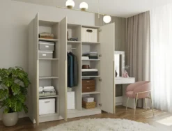 Armadio 3 ante 150x200 cm design elegante beige cashmere AT17