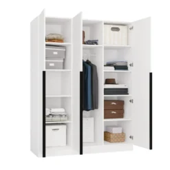 Armadio 3 ante 150x200 cm design elegante bianco opaco AT17