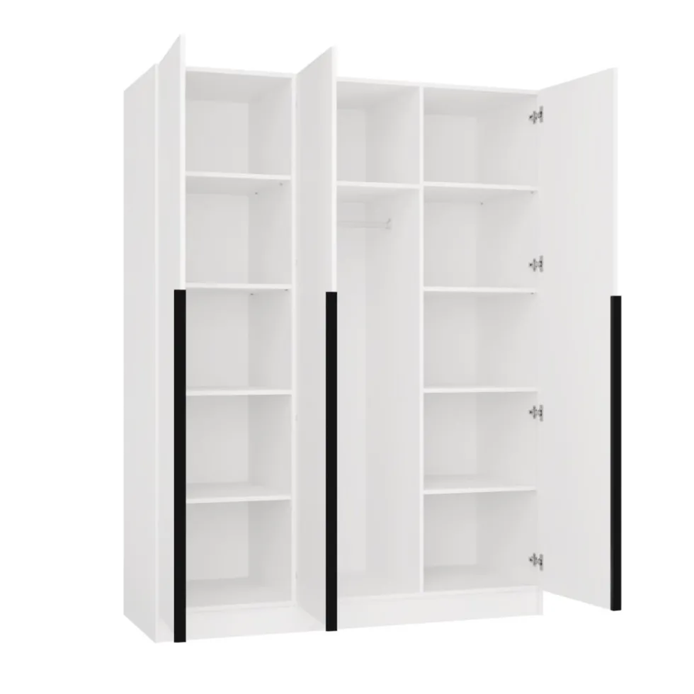 Armadio 3 ante 150x200 cm design elegante bianco opaco AT17