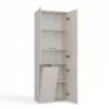 Armadio bagno moderno 60x174 cm con cesto portabiancheria beige cashmere ABT1