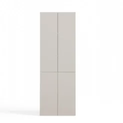 Armadio bagno moderno 60x174 cm con cesto portabiancheria beige cashmere ABT1