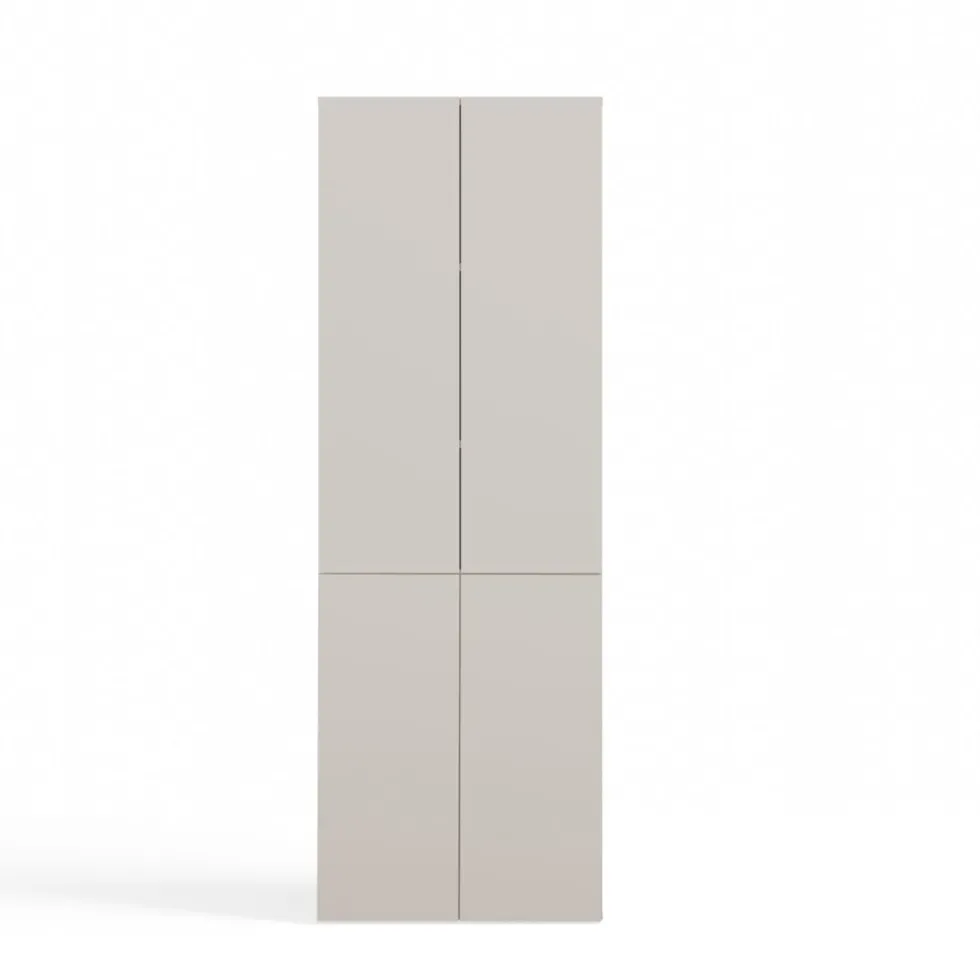 Armadio bagno moderno 60x174 cm con cesto portabiancheria beige cashmere ABT1