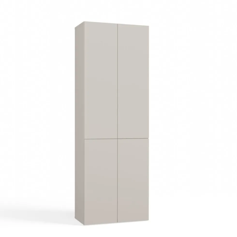 Armadio bagno moderno 60x174 cm con cesto portabiancheria beige cashmere ABT1