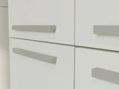Armadio bagno moderno 60x174 cm con cesto portabiancheria bianco e rovere ABT1