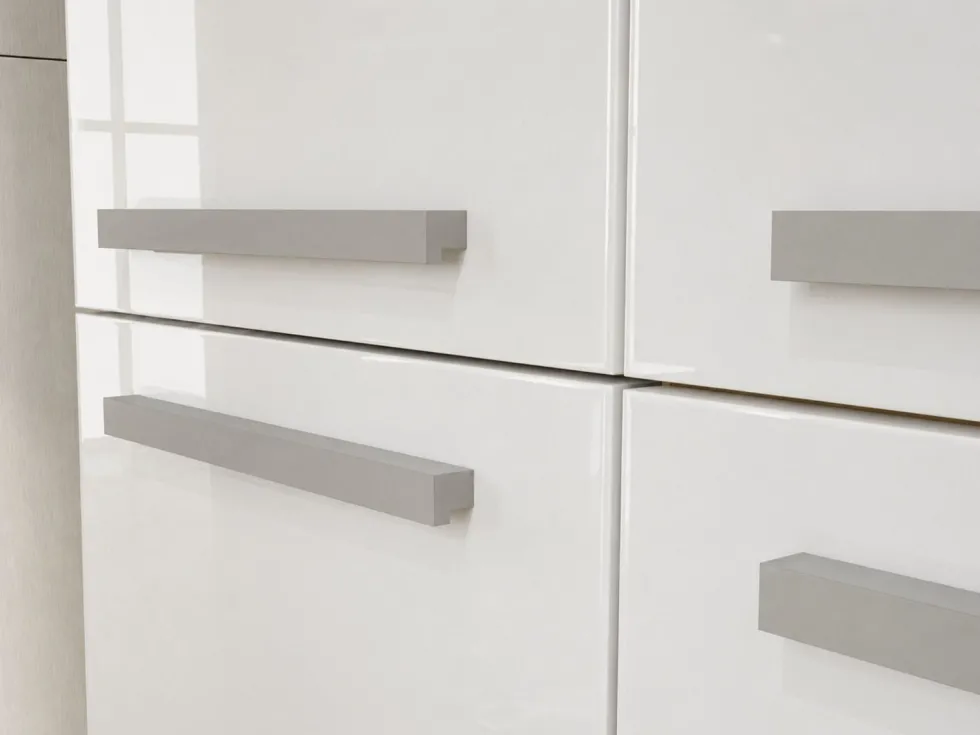 Armadio bagno salvaspazio 60x174 cm con 2 cesti portabiancheria bianco lucido e rovere ABT3