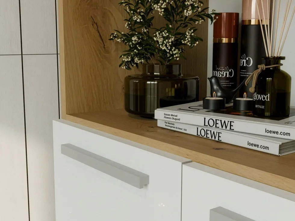 Armadio bagno salvaspazio 60x174 cm con cesto portabiancheria bianco e rovere ABT2