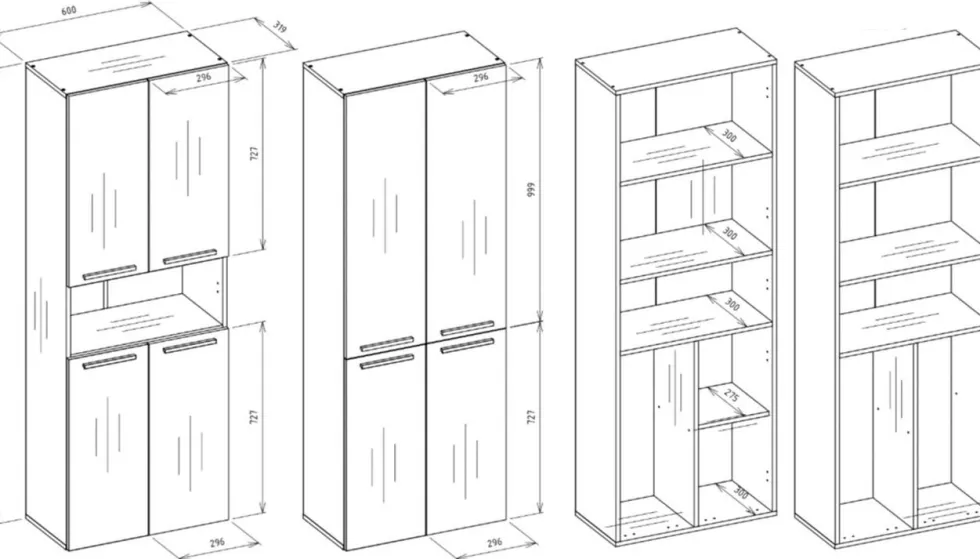 Armadio bagno 60x174 cm con vano aperto e cesti portabiancheria bianco lucido e rovere ABT4