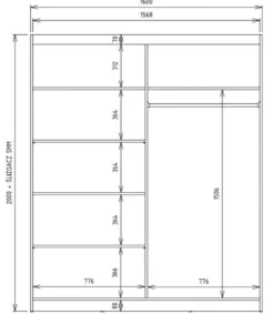 Armadio due ante scorrevoli 160x200 cm con specchio bianco AT23