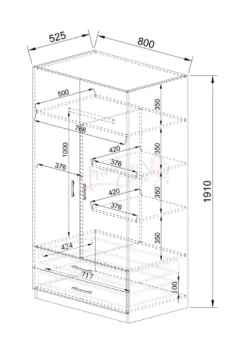 Armadio due ante 80x191 cm con cassetti AI1008