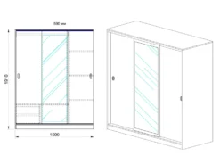 Armadio guardaroba ad ante scorrevoli 150x191 cm AI1006