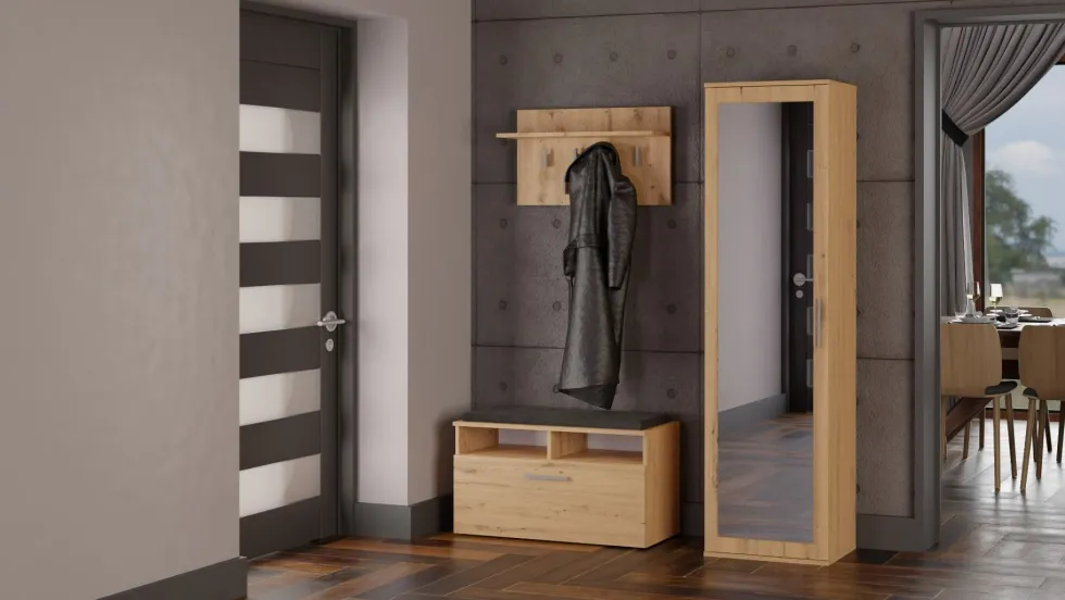 Armadio guardaroba moderno per ingresso rovere MIT4