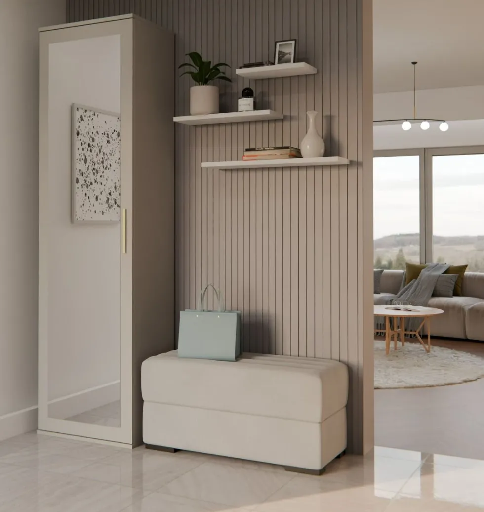 Armadio guardaroba per ingresso beige cashmere MIT4