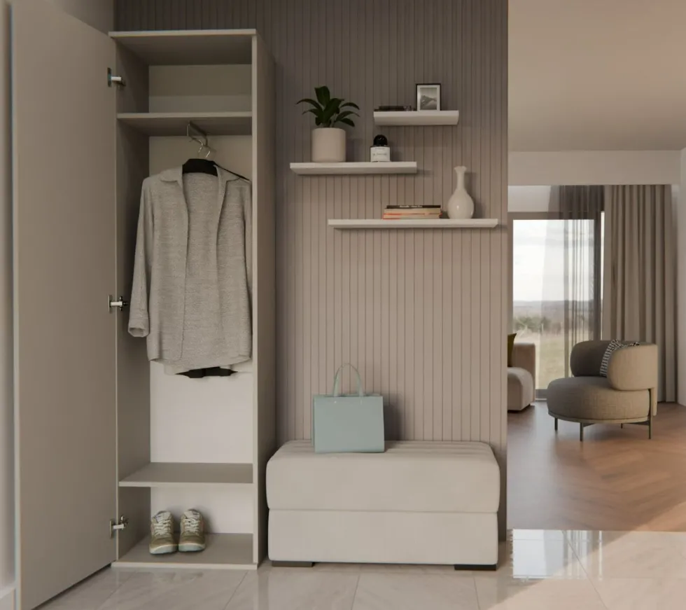 Armadio guardaroba per ingresso beige cashmere MIT4