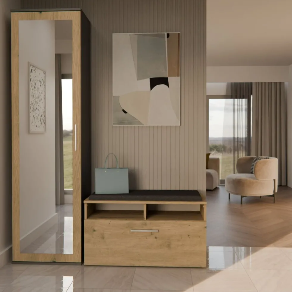 Armadio guardaroba per ingresso rovere e antracite MIT4