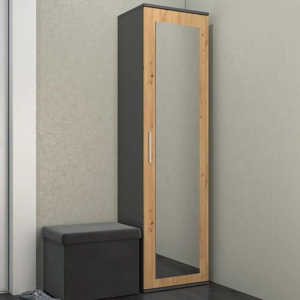 Armadio guardaroba per ingresso rovere e antracite MIT4