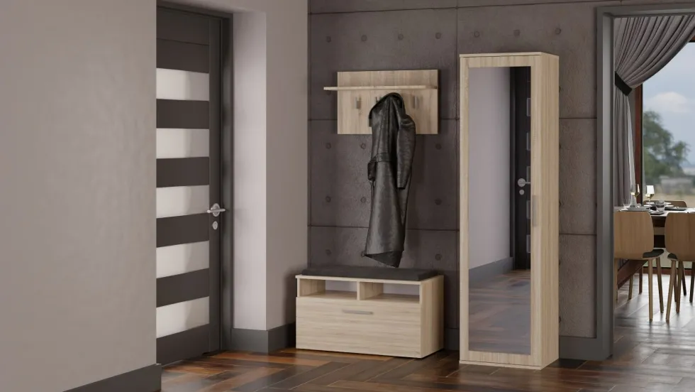 Armadio guardaroba per ingresso rovere chiaro MIT4