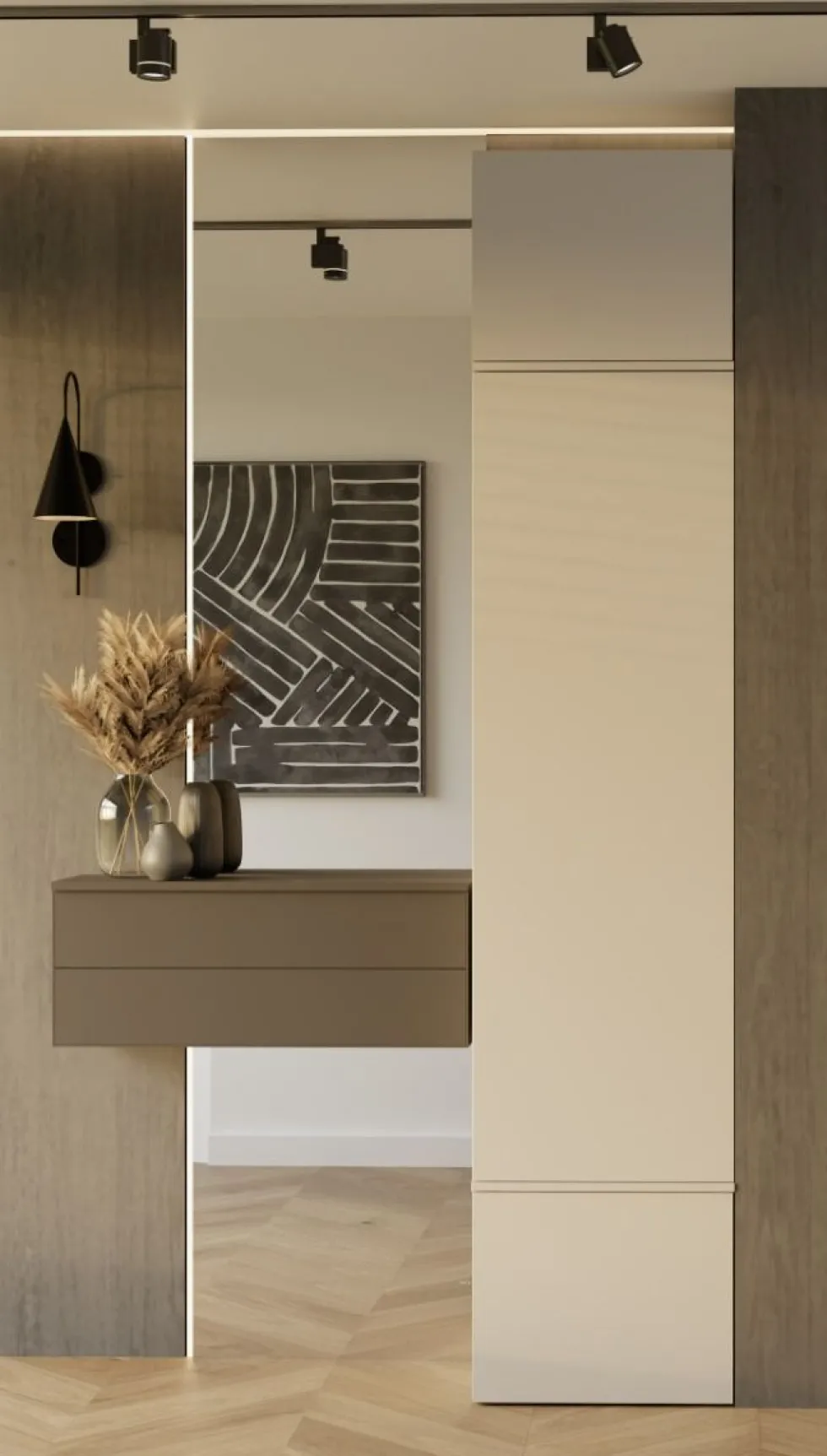 Armadio guardaroba 50x238 cm per ingresso beige cashmere MIT16
