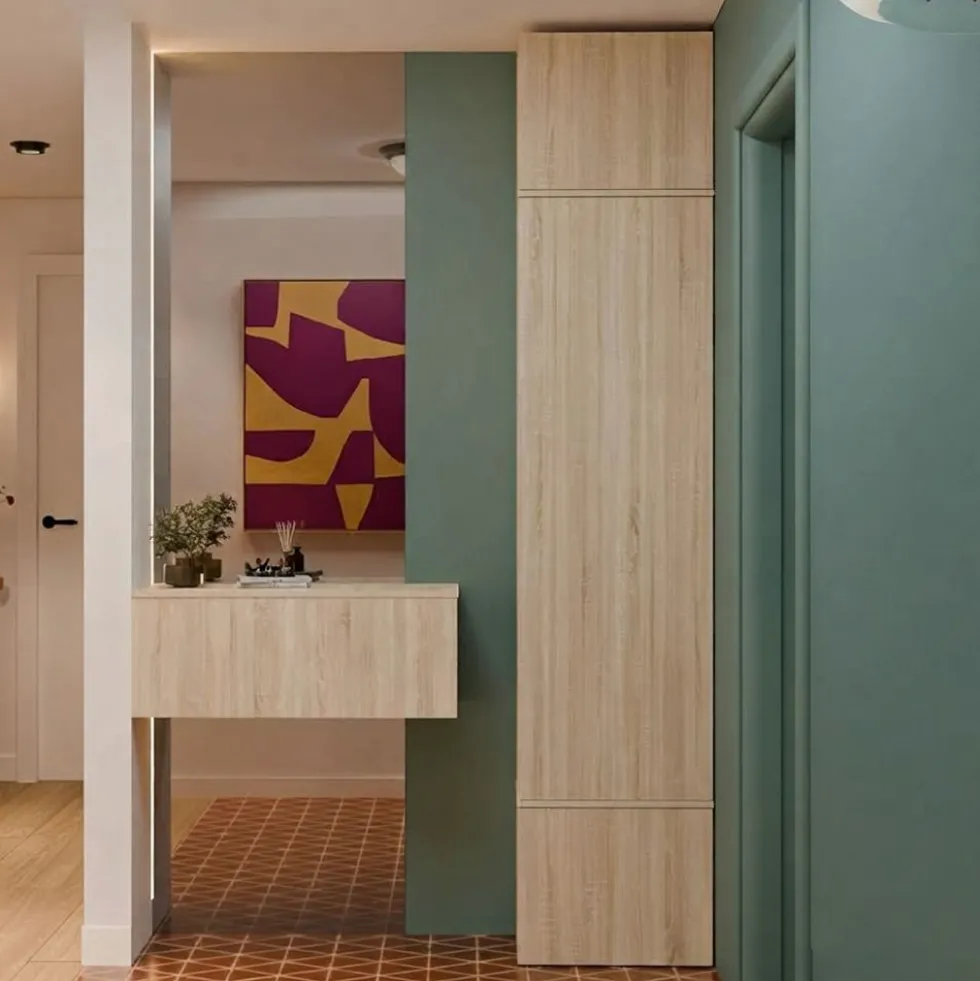 Armadio guardaroba 50x238 cm per ingresso rovere chiaro e grigio MIT16