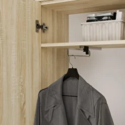 Armadio guardaroba 50x238 cm per ingresso rovere chiaro e grigio MIT16