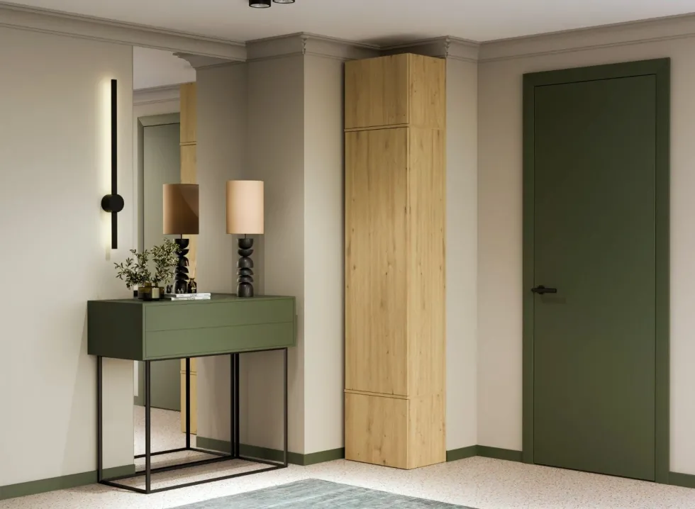 Armadio guardaroba 50x238 cm per ingresso rovere e grigio MIT16