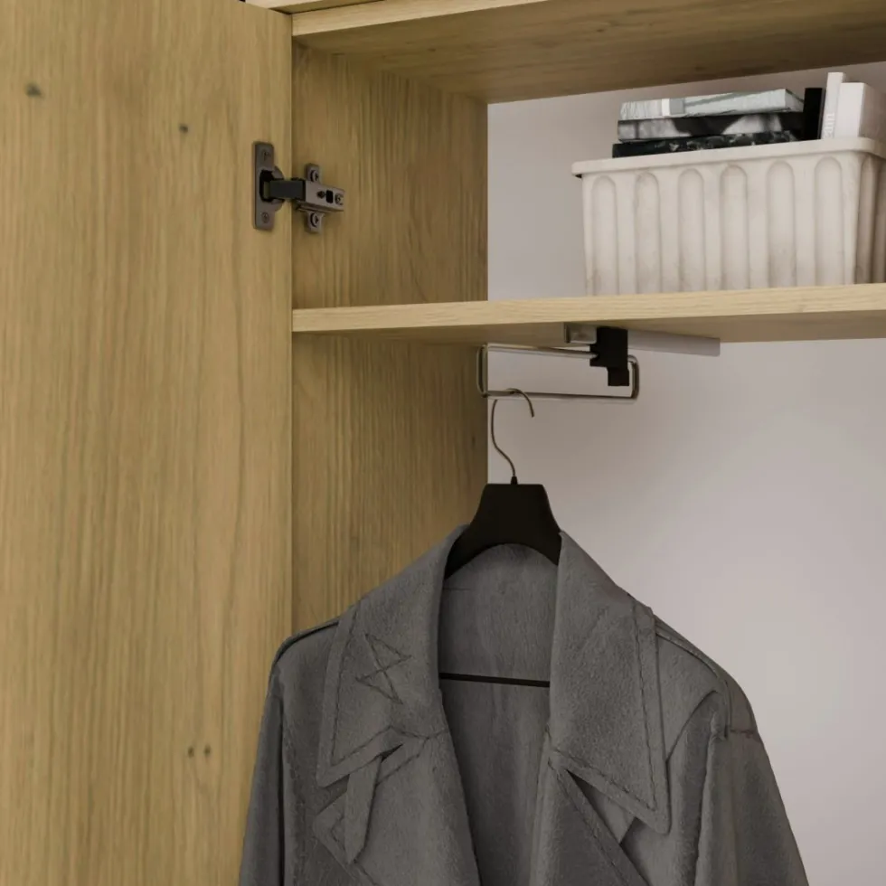 Armadio guardaroba 50x238 cm per ingresso rovere e grigio MIT16