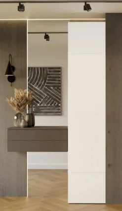 Armadio guardaroba 50x238 cm per ingresso bianco e beige cashmere MIT16