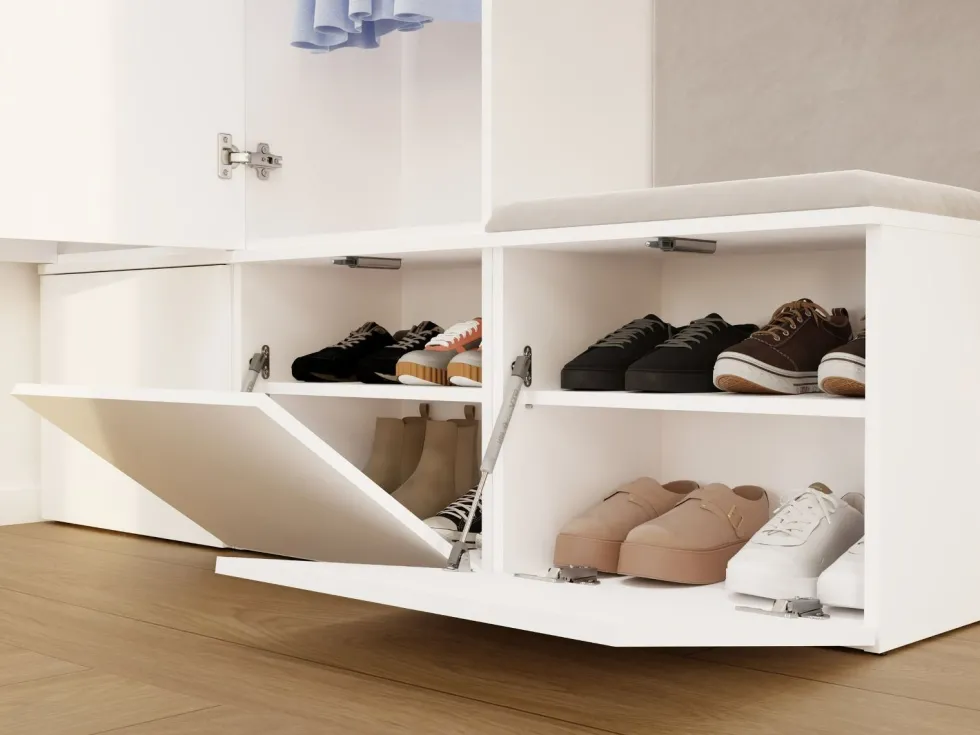 Armadio guardaroba 50x238 cm per ingresso bianco e beige cashmere MIT16