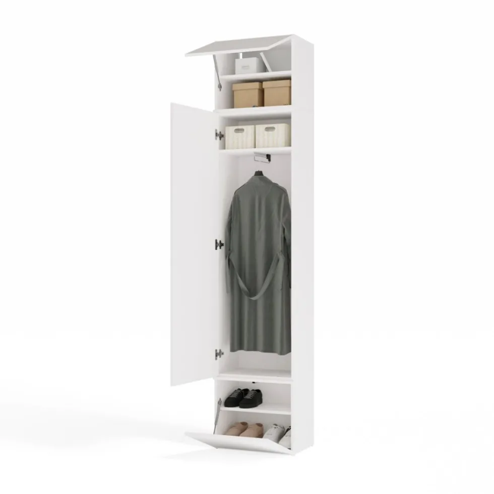 Armadio guardaroba 50x238 cm per ingresso bianco e beige cashmere MIT16