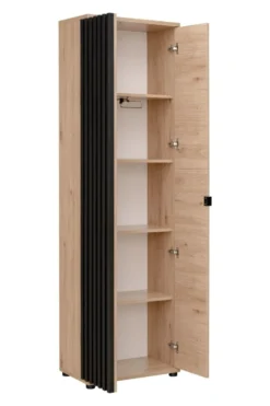 Armadio moderno 2 ante battenti 202x60 rovere e nero AP4