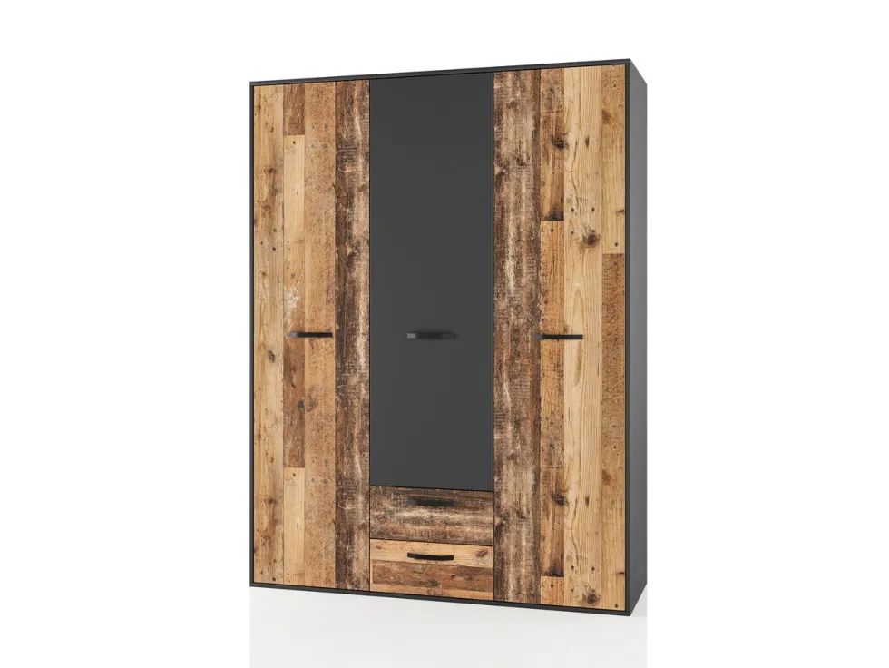 Armadio moderno a tre ante battenti e tre cassetti 150x200 AI21