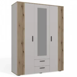 Armadio moderno 150x200 cm a 3 ante battenti cashmere e rovere AT2