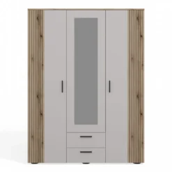 Armadio moderno 150x200 cm a 3 ante battenti cashmere e rovere AT2