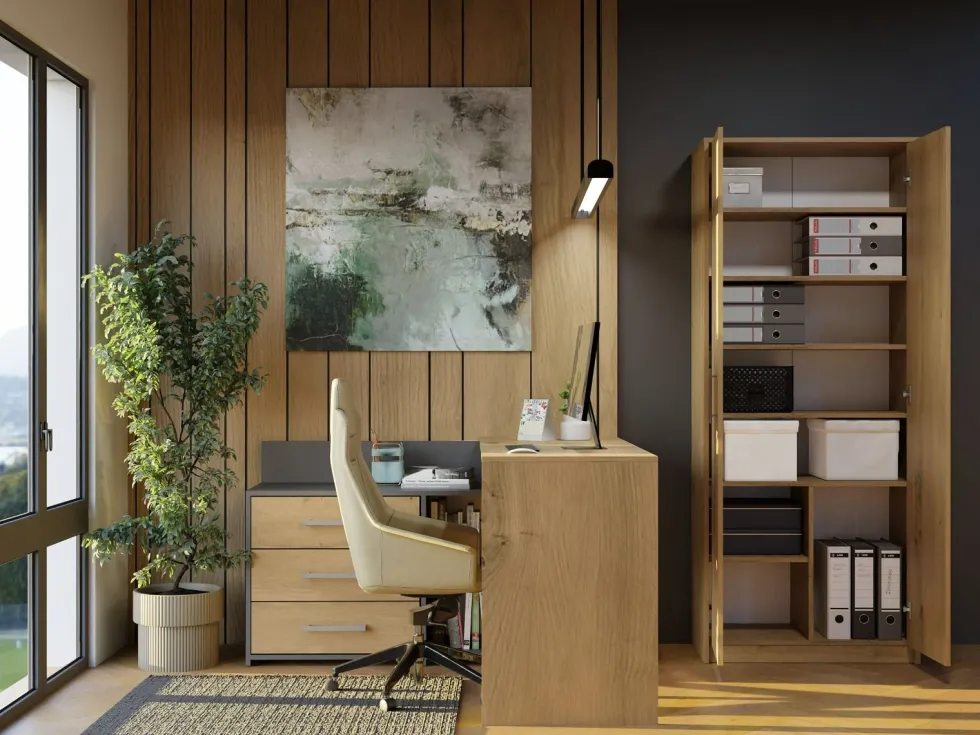 Armadio ufficio moderno 74x180x35 cm rovere AT1