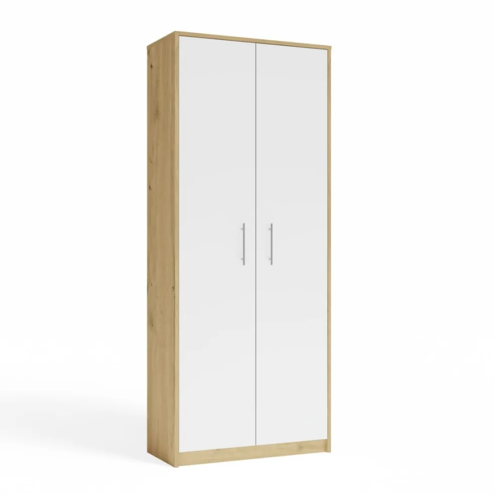 Armadio ufficio moderno 74x180x35 cm rovere e bianco AT1