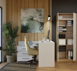 Armadio ufficio moderno 74x180x35 cm rovere e bianco AT1