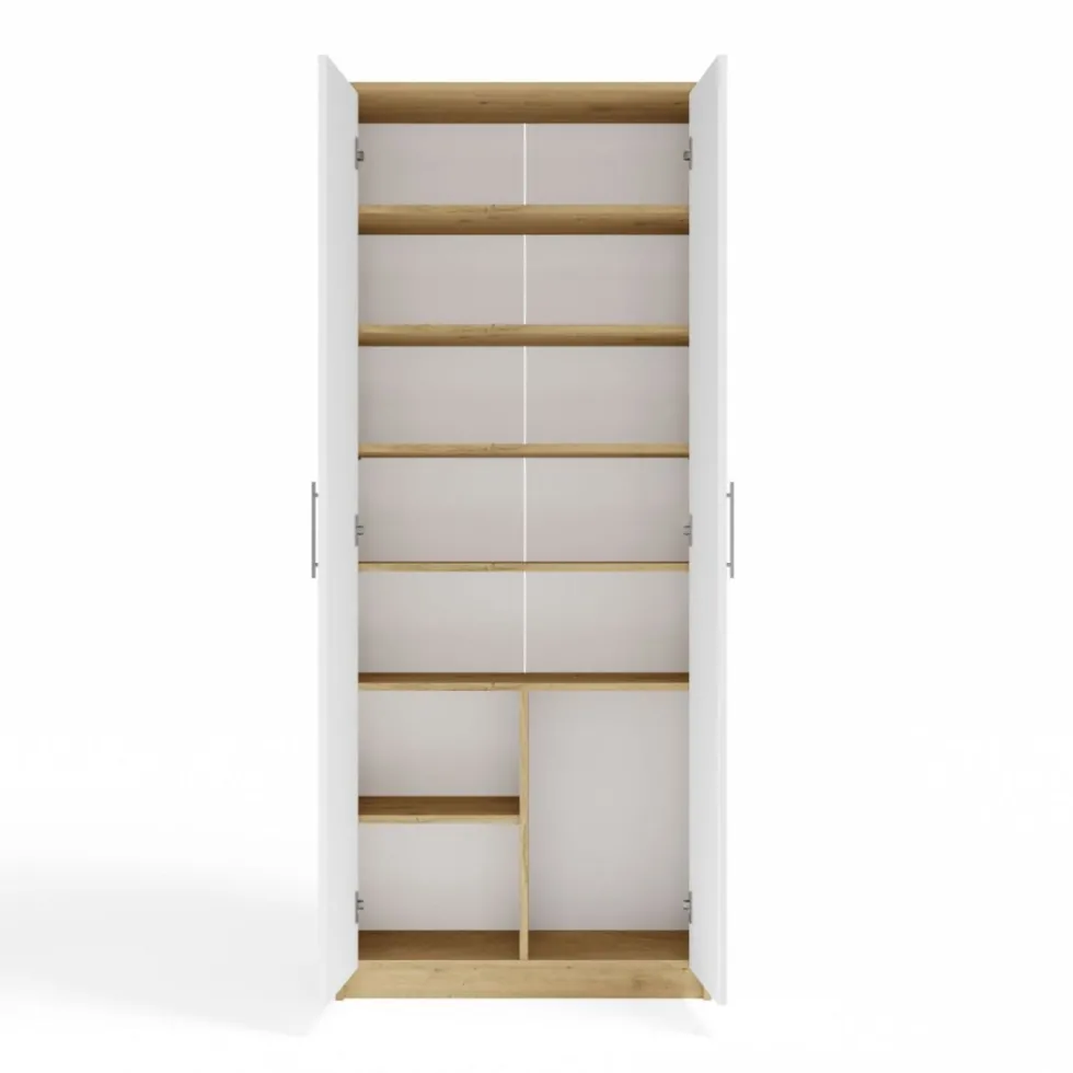 Armadio ufficio moderno 74x180x35 cm rovere e bianco AT1