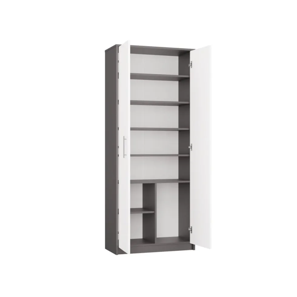 Armadio ufficio moderno 74x180x35 cm bianco e antracite AT1