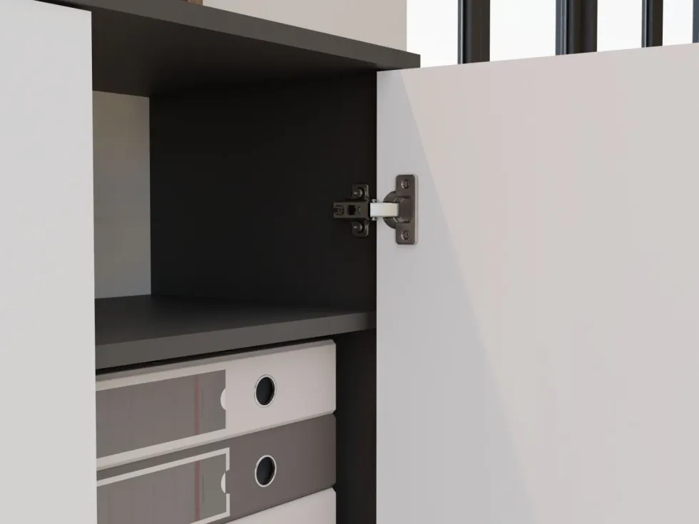 Armadio ufficio moderno 74x180x35 cm bianco e antracite AT1
