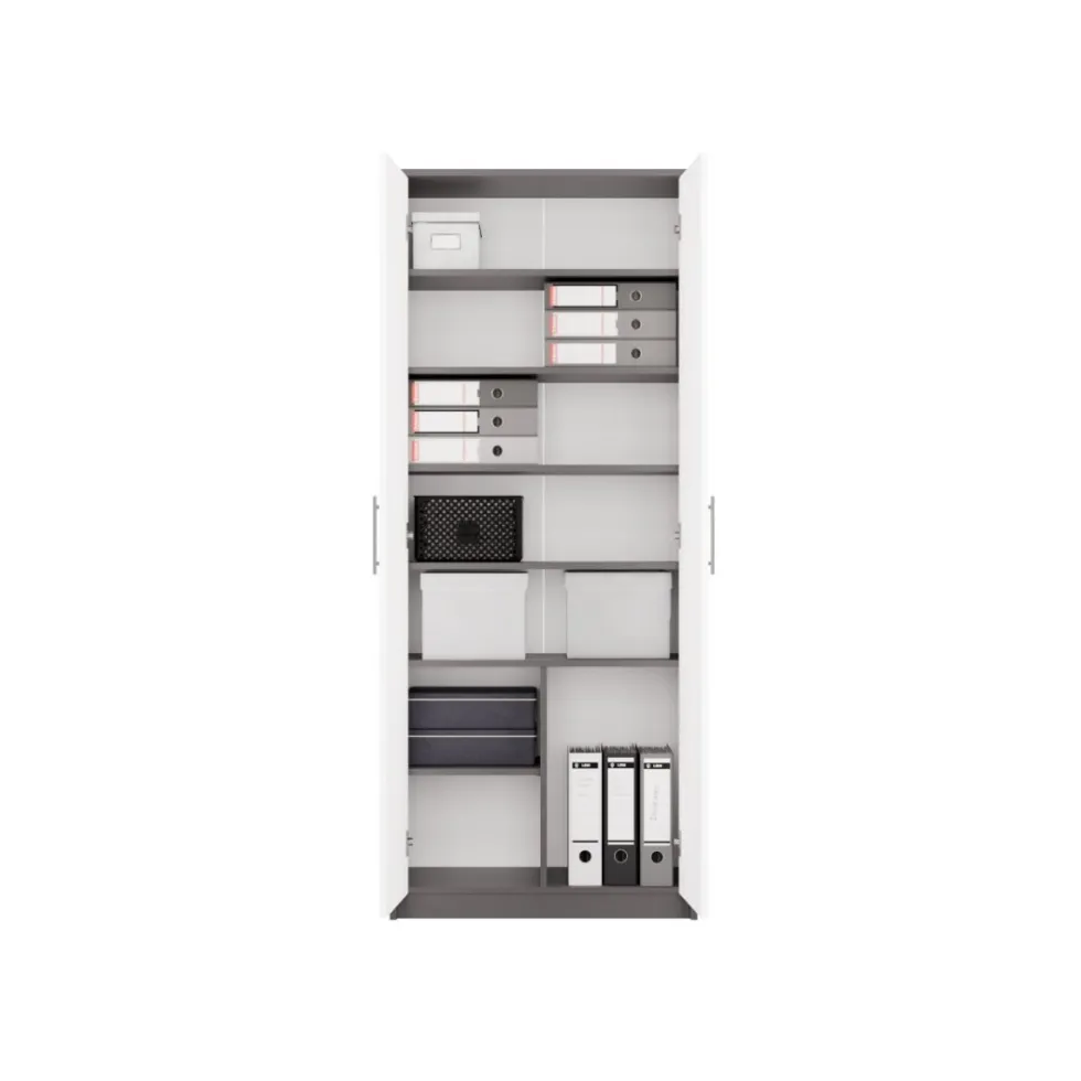Armadio ufficio moderno 74x180x35 cm bianco e antracite AT1