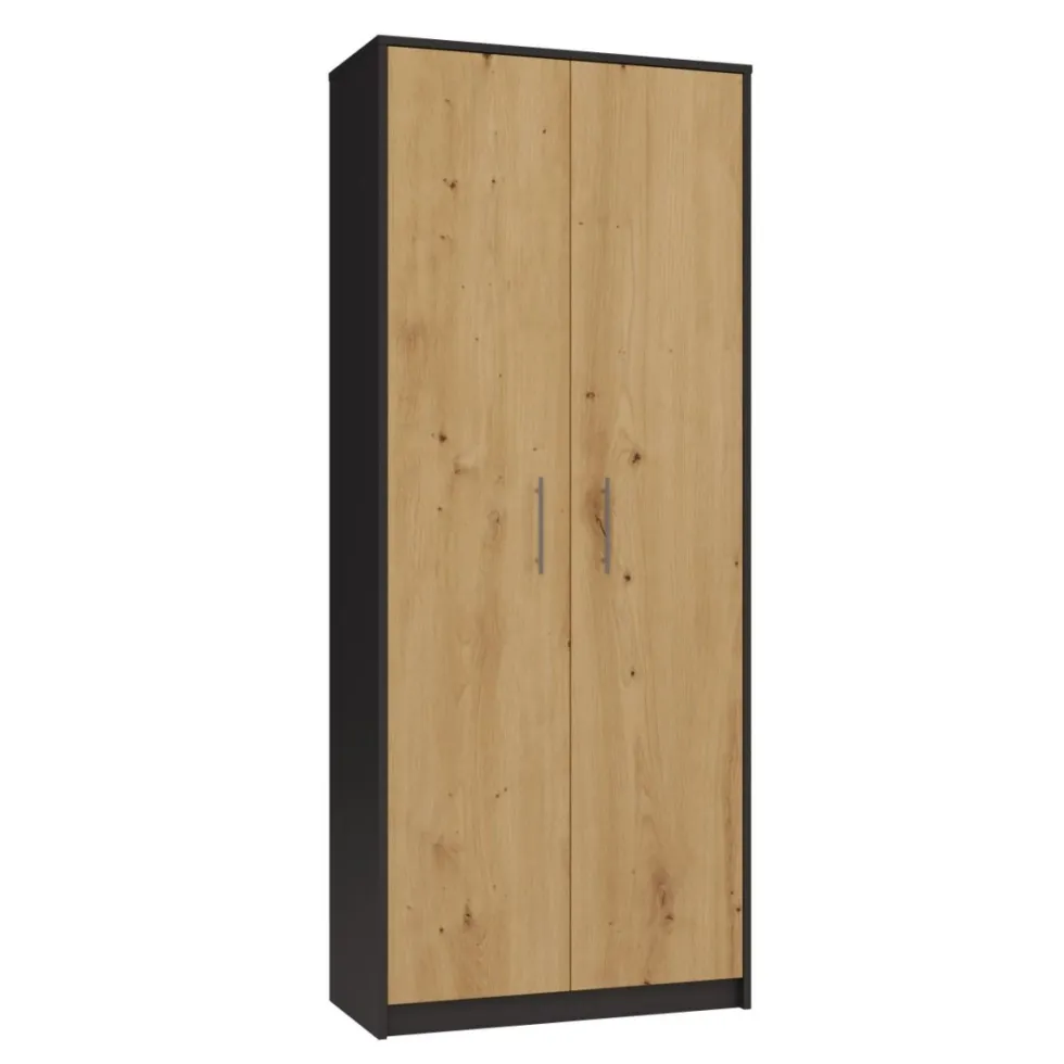 Armadio ufficio moderno 74x180x35 cm rovere e antracite AT1