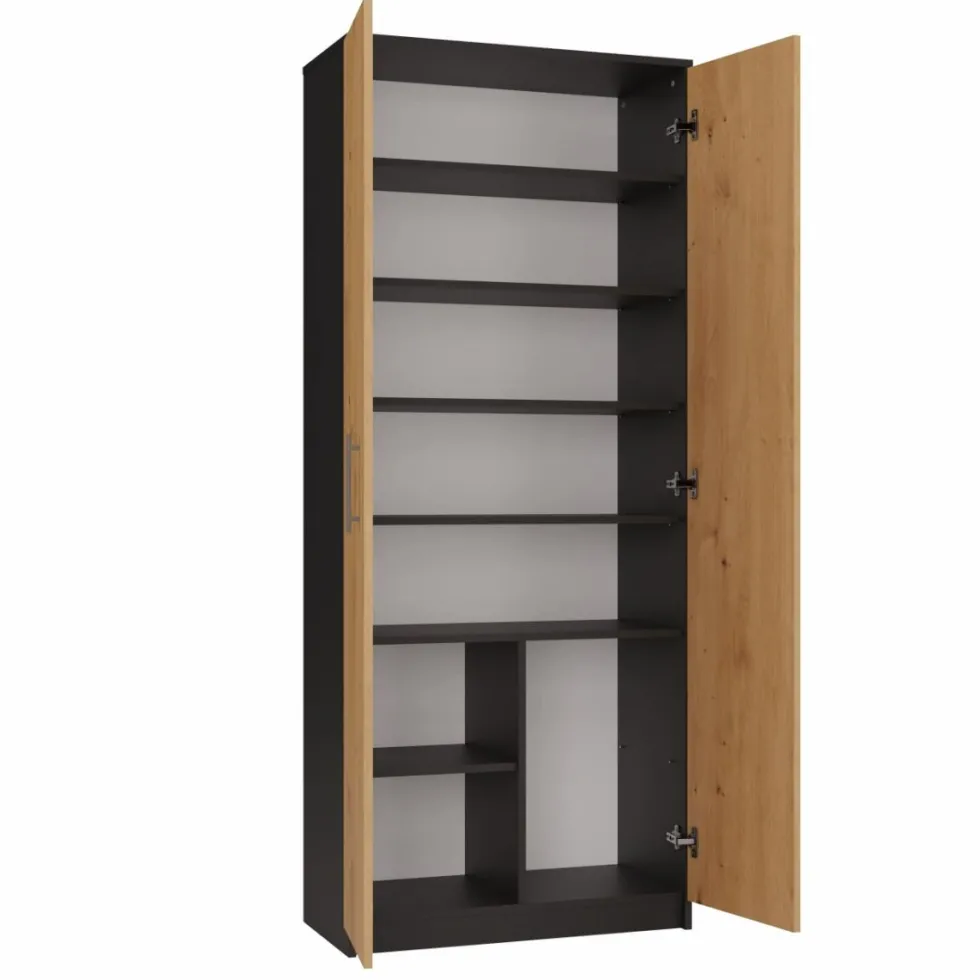 Armadio ufficio moderno 74x180x35 cm rovere e antracite AT1