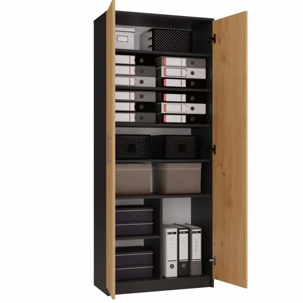 Armadio ufficio moderno 74x180x35 cm rovere e antracite AT1