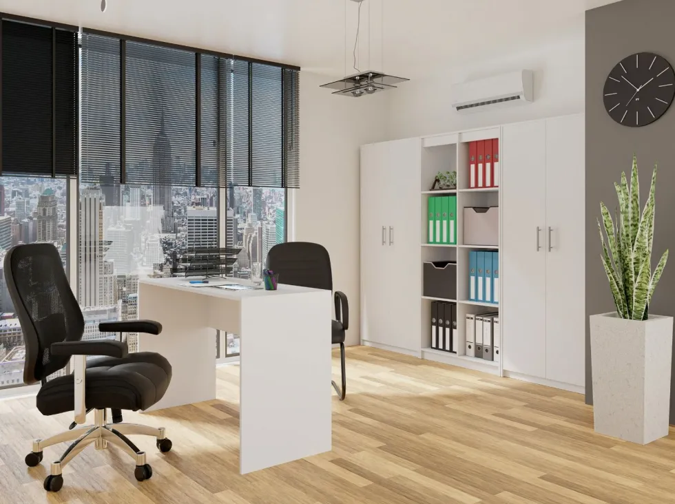 Armadio ufficio moderno 74x180x35 cm bianco AT1