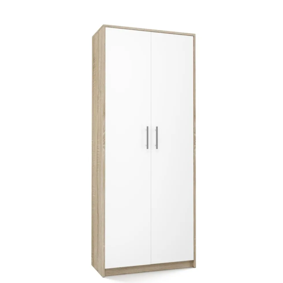 Armadio ufficio moderno 74x180x35 cm rovere chiaro e bianco AT1