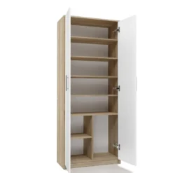 Armadio ufficio moderno 74x180x35 cm rovere chiaro e bianco AT1