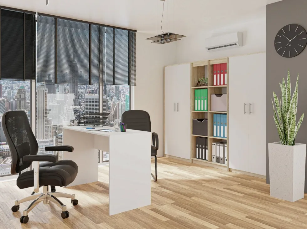 Armadio ufficio moderno 74x180x35 cm rovere chiaro e bianco AT1