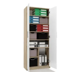 Armadio ufficio moderno 74x180x35 cm rovere chiaro e bianco AT1